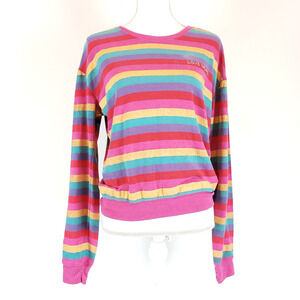 Spiritual Gangster SIZE L Love More Rainbow Stripe Colorful Savasana Pullover